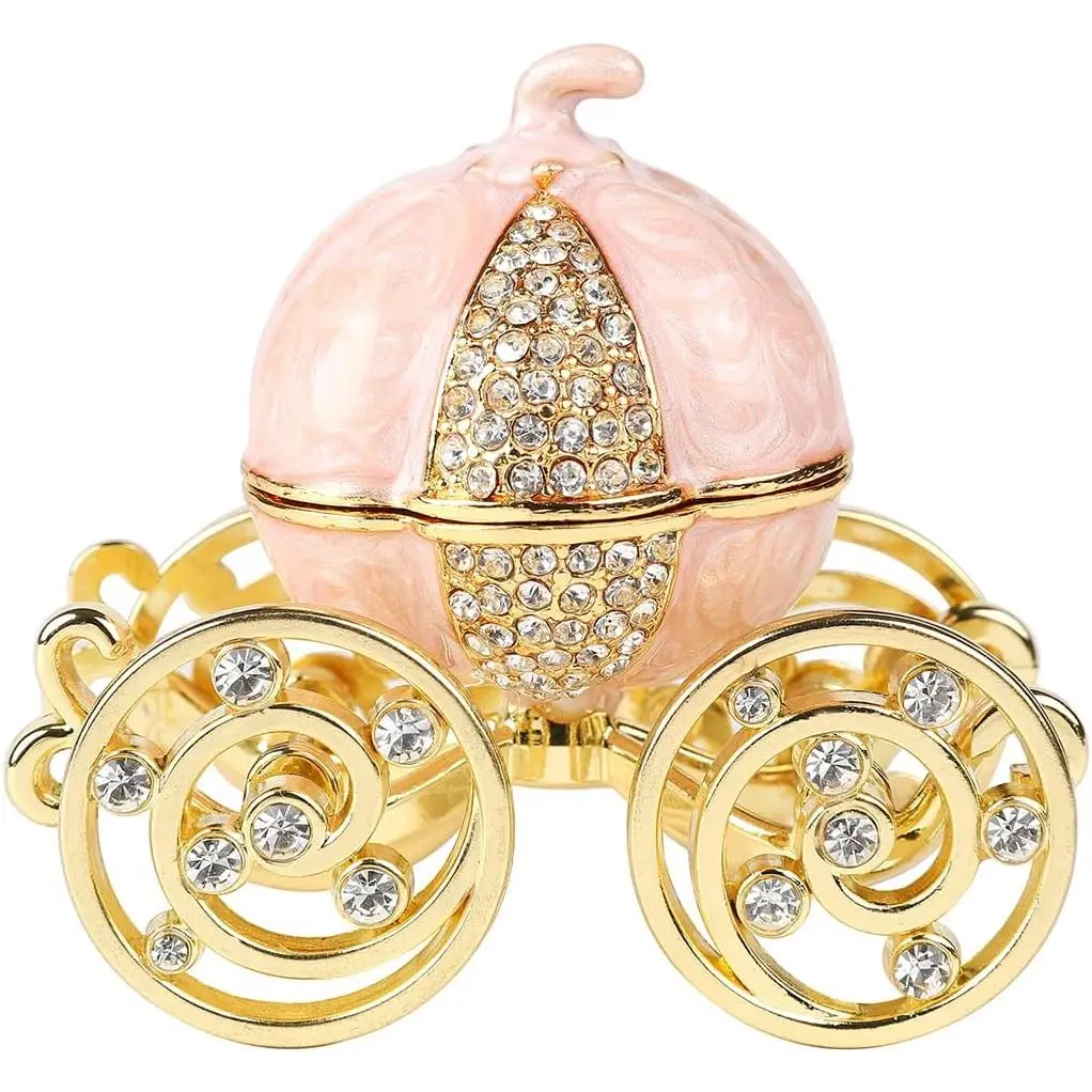 Classical  Pumpkin Carriage Enamel Trinket Box Hinged,   for Family