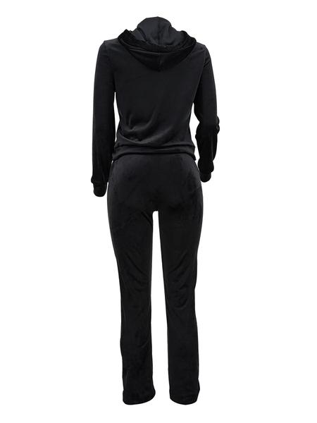 Two-Piece Set Women's Solid Zip Up Hoodie & Drawstring Waist Pants, Casual Long Sleeve Hooded Top & High Waist Trousers for Daily Wear, Ladies Outfits for All Seasons