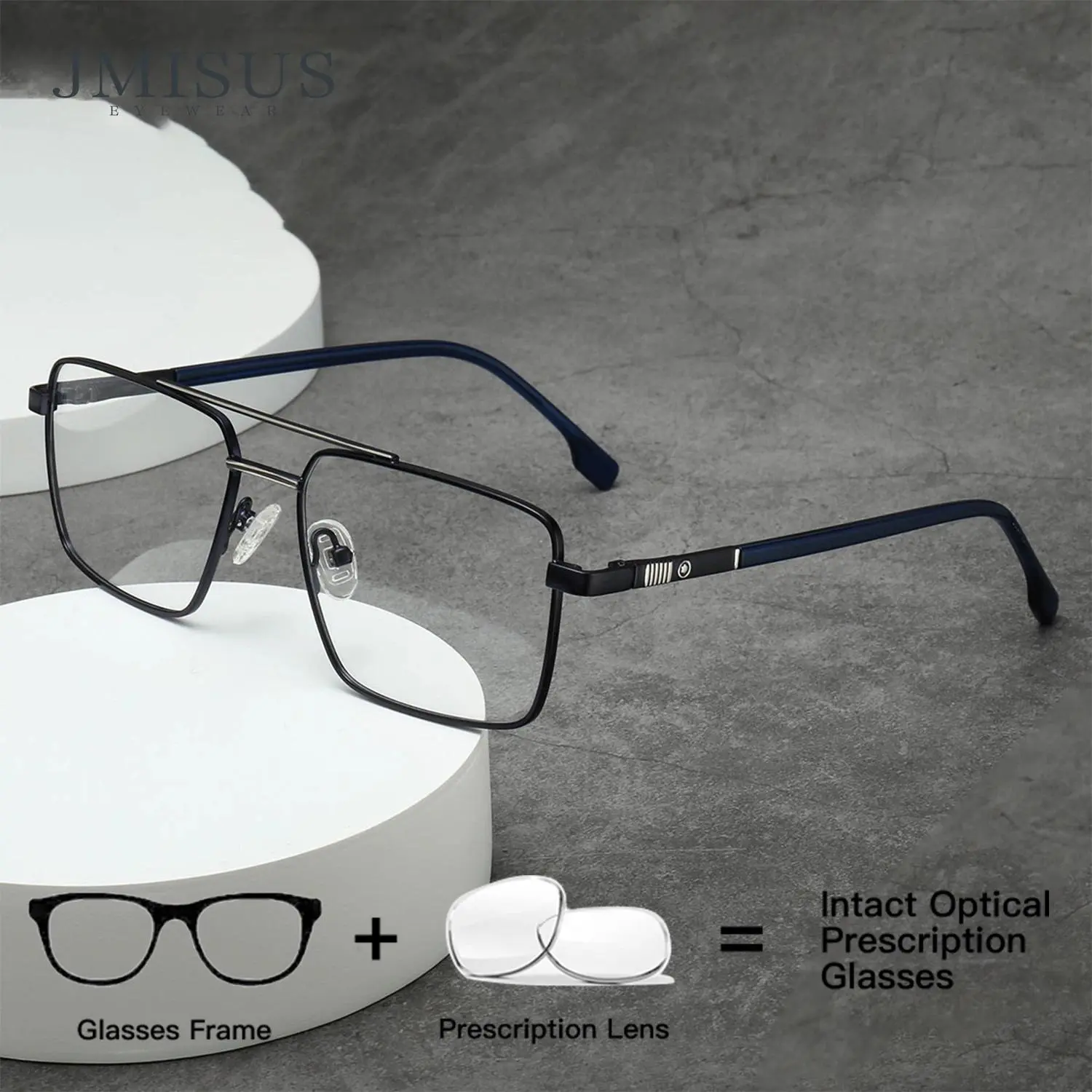 JMISUS New Arrivals Man Square Prescription Eyeglasses for High-quality Metal Pilot Photochromic Optical Glasses