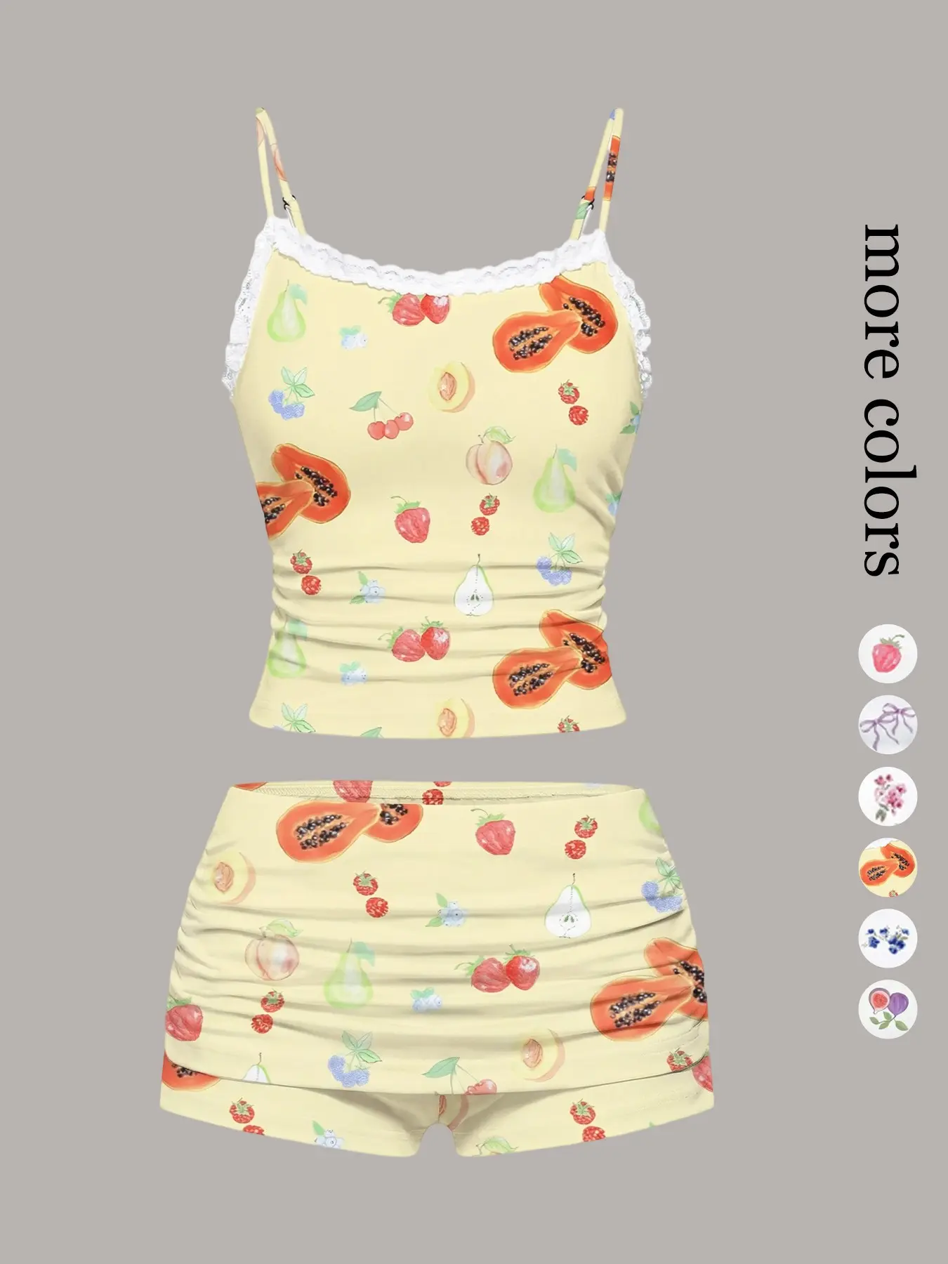 Women's 2-Piece Pajama Set, Sleeveless Contrast Lace Design, All-Over Print, Soft Fabric, Comfortable Sleepwear for Home & Travel