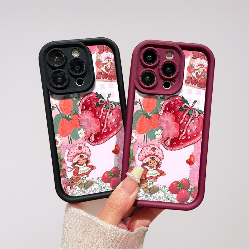 Strawberry Shortcake Pattern Phone Case, Soft Silicone, Fully Protected and Shockproof For iPhone 17 16 15 Pro Max 14 13 12 11 X Plus Air Pink Girl Mini Strawberry Shortcake Pattern Phone Case, Soft Silicone, Fully Protected and Shockproof For iPhone 17 16 15 Pro Max 14 13 12 11 X Plus Air Pink Girl Mini