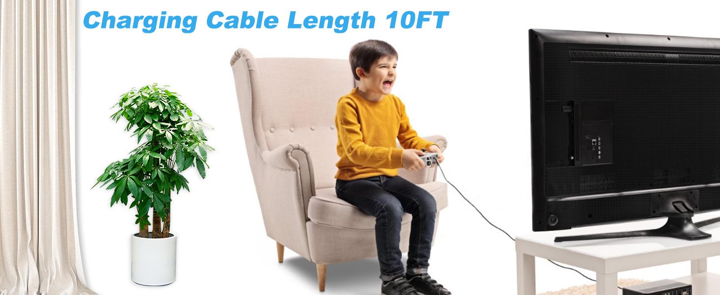 2 Pack 10Ft Controller Charging Cable for PS4, Play and Charge Micro USB Charger High Speed Data Sync Cord for Sony PlayStation 4 PS4 Slim/Pro Controller, Xbox One S/X Controller, Android