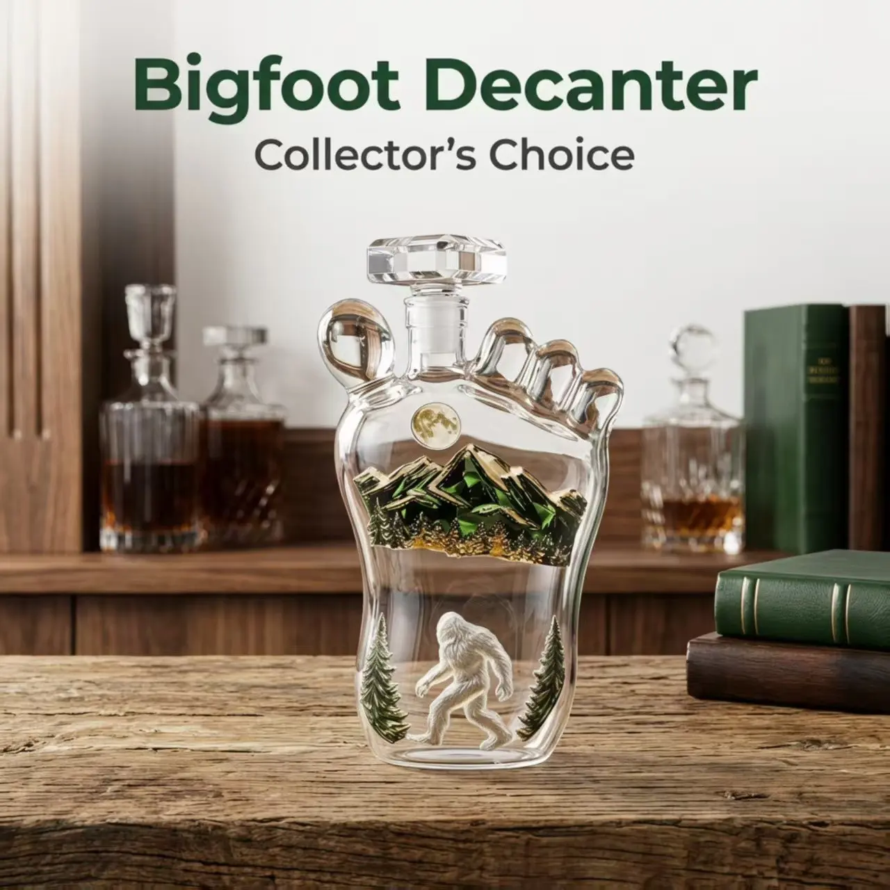 Creative Hand-Blown Glass Liquor Bottle/decanter, Bigfoot Footprint Shape, Whimsical North American Wilderness Folklore, Unique Gift Idea