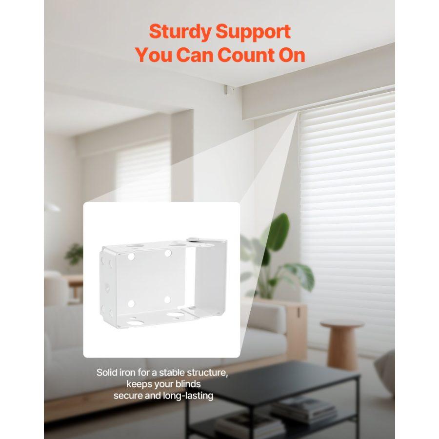 VEVOR Box Mounting Brackets, 2 Pcs, Box Blind Bracket for Window Blinds, Fit for 1.5x 2.25 inch Headrails, with Self-Tapping Screws and Expansion Tubes, Sturdy Iron, for Blinds Installation, White VEVOR Box Mounting Brackets, 2 Pcs, Box Blind Bracket for Window Blinds, Fit for 1.5x 2.25 inch Headrails, with Self-Tapping Screws and Expansion Tubes, Sturdy Iron, for Blinds Installation, White