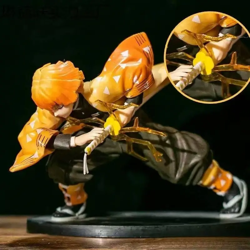 Demon Slayer Desktop Decoration Figurine, Anime Collectible Figure, Tanjiro Kamado Thunder Breathing Figure, Car Decor, Birthday Gift, Hobby Collection, Party Favors