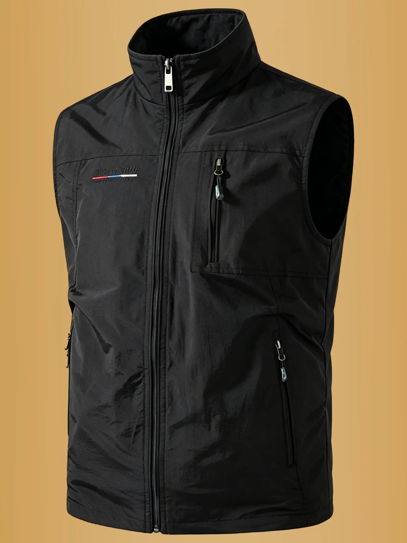 Men's Loose-Fit Vest with Embroidered Letter Print, Comfortable Outer Vest for Outdoor Activities, Fall & Winter Fashion