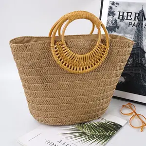Women's Handmade Woven Straw Bag, Travel & Beach Tote, Woven Handbag, Large-Capacity Tote, Clutch, Woven Hobo Bag