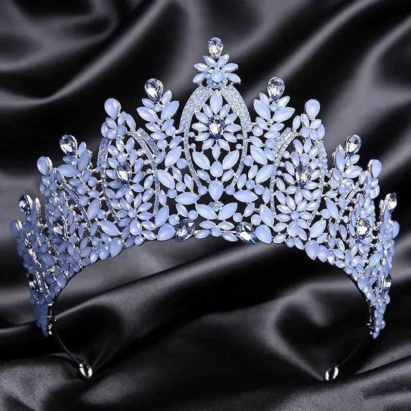 Opal Pink Crowns for Women Princess Queen Pageant Crown Tiara Hair Jewelry Bridal Wedding Diadem Prom Party Gifts Headdress