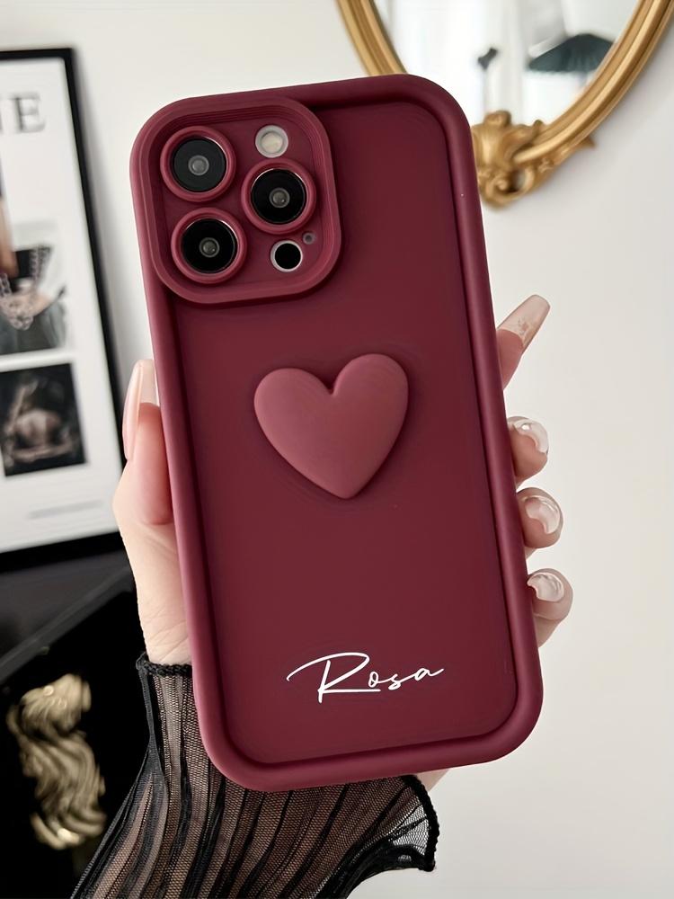 Personalized Custom Big Letters Customized Name Minimalist Anti Fall Phone Case Compatible With iPhone 17 E Air Pro ProMax iPhone16 15 14 Plus 13 12 Mini 11 X XS XR Luxury Acrylic 3D Love Heart Soft Pattern DIY Shockproof Gift