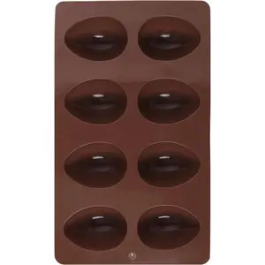 1 Pack  Egg Molds 8 Cavity Easter  Candy Mold  Egg-Shaped  Baking Mold for , Jello, Mini Cakes, DIY Desserts, Candy, Ice, Pudding, Baking (1, Dark Brown)