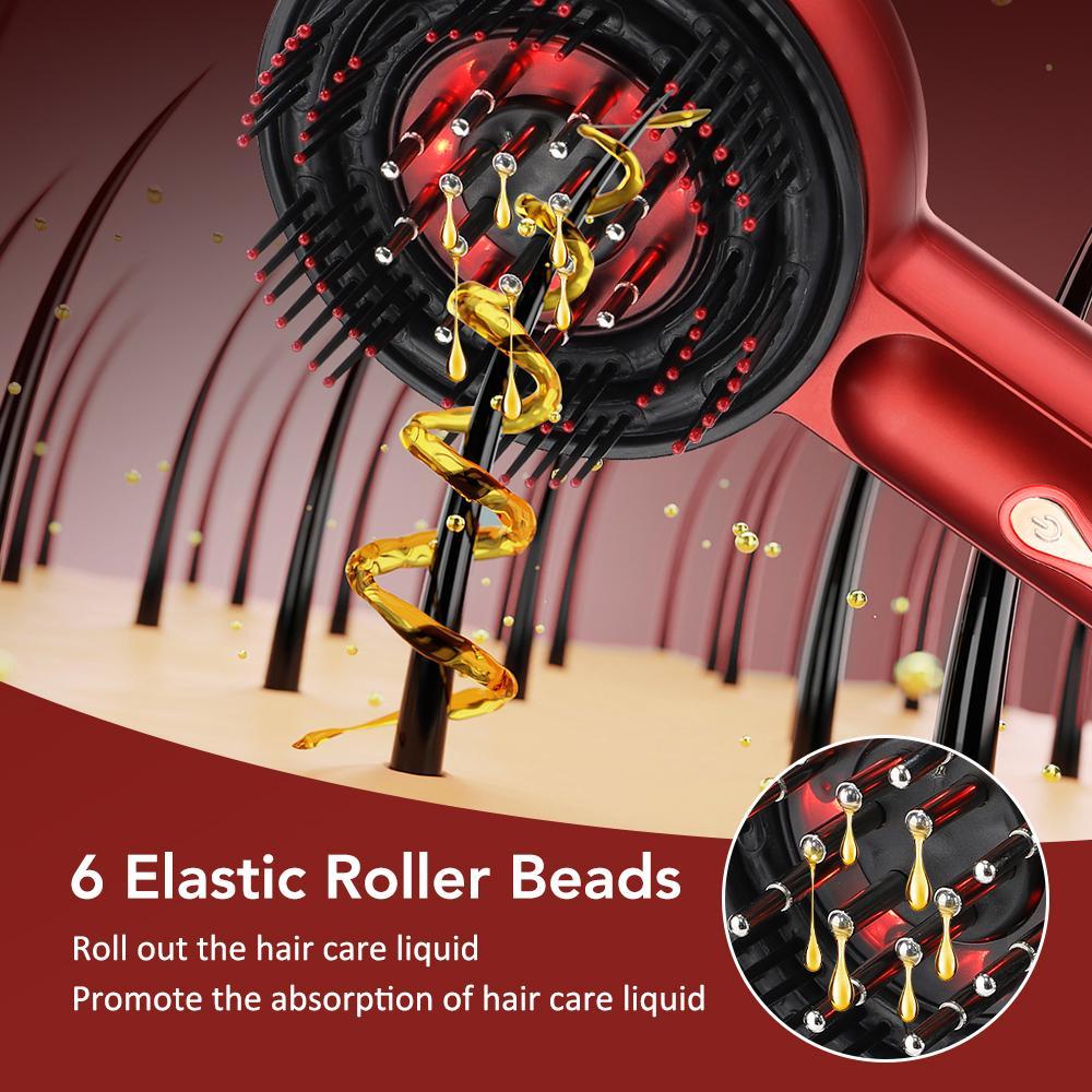 Red Electric Hair Scalp Massager, 1 Box 3 Modes Head Scratcher Shiatsu Massager, Hair Oil Applicator with Removable Essential Oil Storage, Hair Care Comb for Women & Men