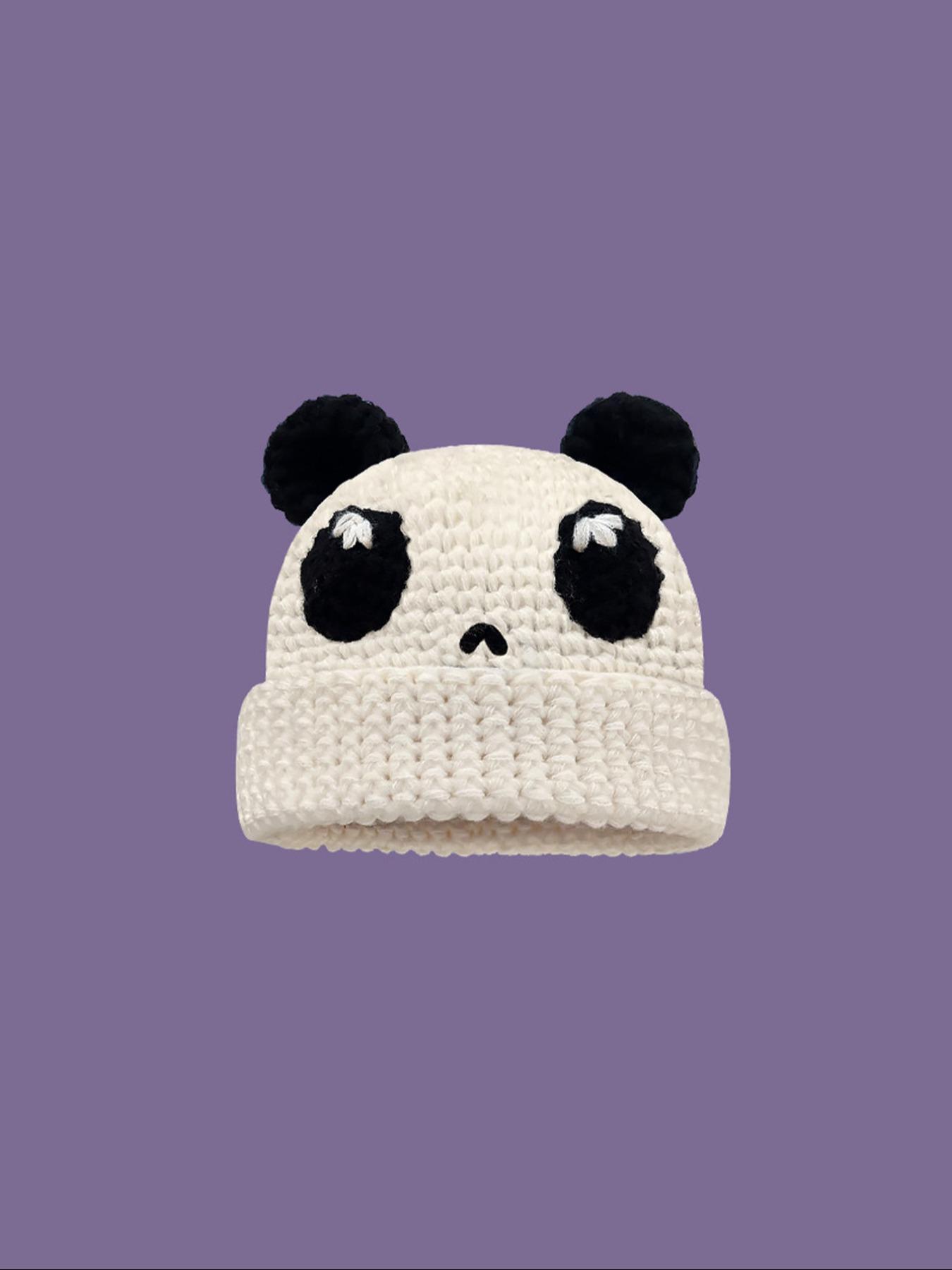 Cute Cartoon Clown/Panda Design Beanie Hat, Casual Thickened Windproof Braided Crochet Warm Knit Hat for Fall & Winter, Fashion Accessories for Both Men & Women, Animal Hats