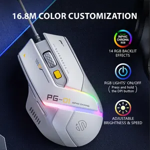 Pg1 Wired Lightweight Mouse, RGB Mechanical Gaming Mouse, 12800 Dpi, Compatible with Laptop and Desktop, Office Use