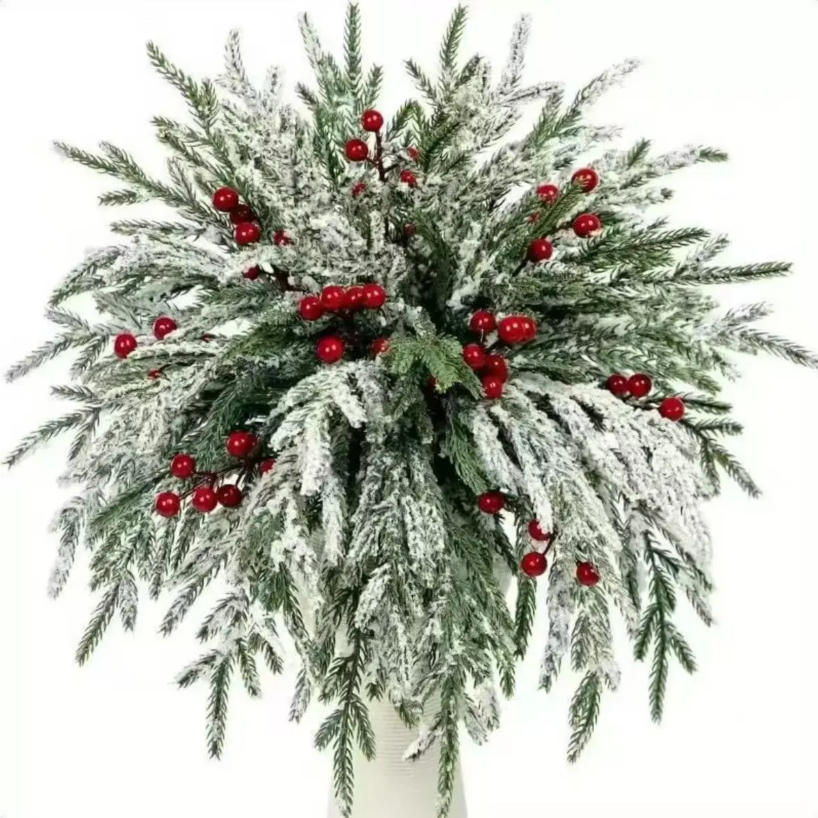 24pcs Outdoor Artificial Norfolk Pine Branches with Berries, Christmas Wreath, Home Decor, Durable Plastic, Easy Assembly, Year-Round Decoration