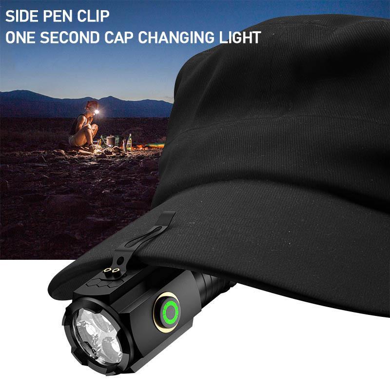 Type-c Rechargeable Outdoor Light, Portable Mini 3 LED Flashlight, Adjustable Modes Clip-on Design Flashlight, Outdoor Lightning Tool for Camping Hiking