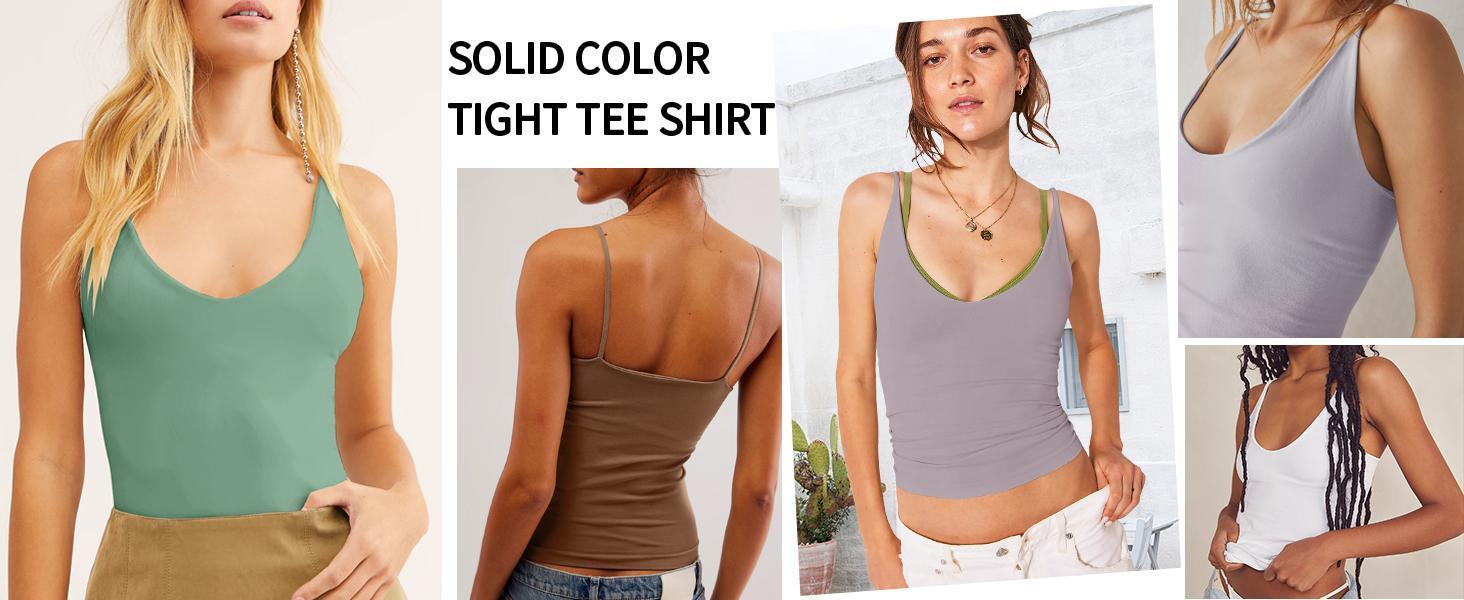 Imily Bela  Womens Sexy Deep V Neck Top Sleeveless Backless Spaghetti Strap Tank Top Casual Basic Cami To