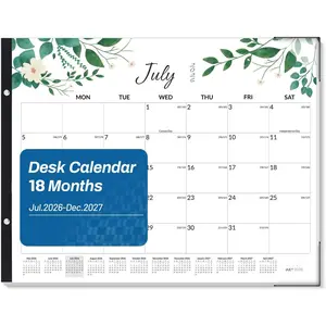 Desk Calendar 2026 Large 22x17 from July 2026 to December 2027,  Desktop Monthly Calendar Pad 18 Months For Teacher or Office, Desk Top, Greenery
