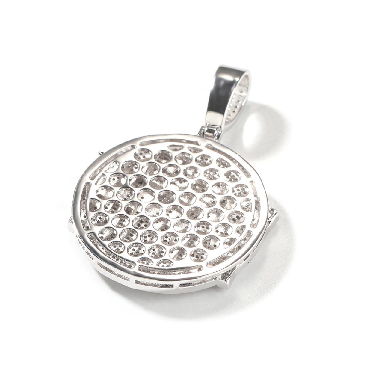 Copper Money & Family Letter Round Pendant Necklace with 5A+ Moissanite for Unisex, Miami - Inspired Luxury Daily Jewelry, Ideal Gift, Hip - Hop Style