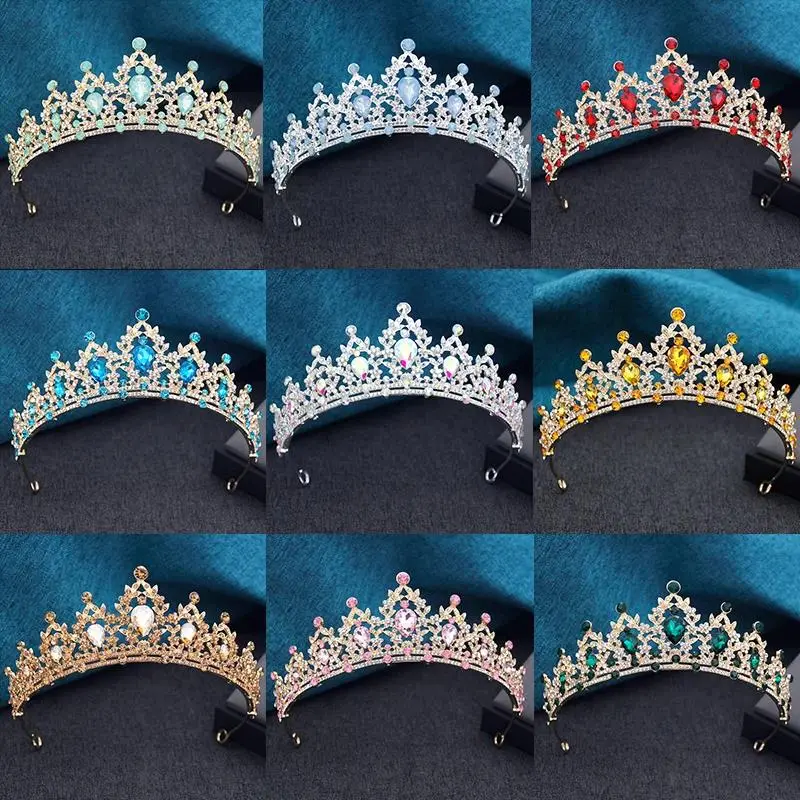 15 Colors Princess Crown Bridal Tiaras and Crowns for Women Prom Birthday Wedding Hair Jewelry Party Head Accessories, Romantic, Alloy Crystal, Crown Shape