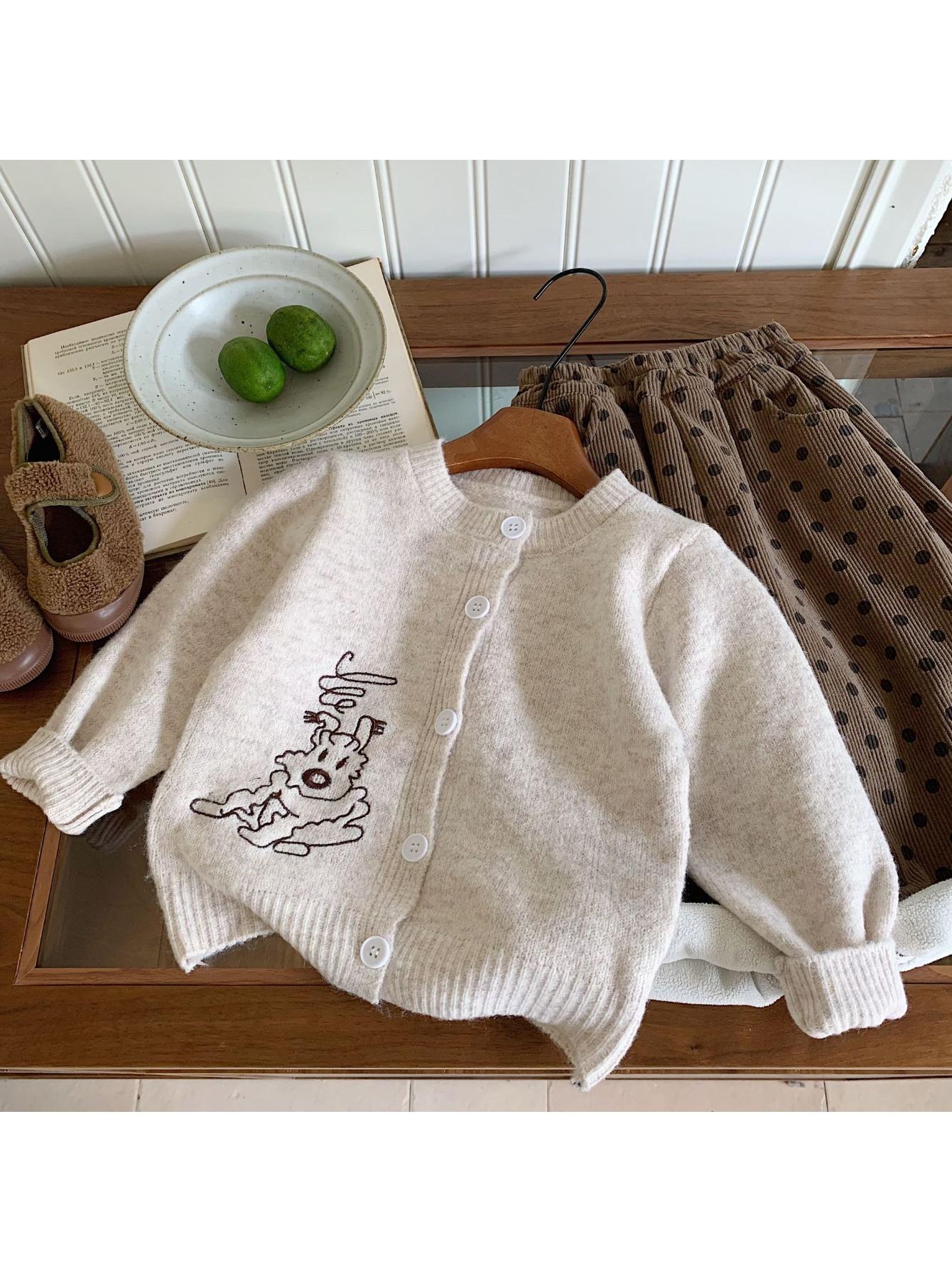 (New)Little Boys' Cozy Button- Sweater - Feature a Cute Stitched Puppy Detail, Soft Mid-Weight Knit for Fall and Winter, Perfect Easy-On Layer for Chilly Weather