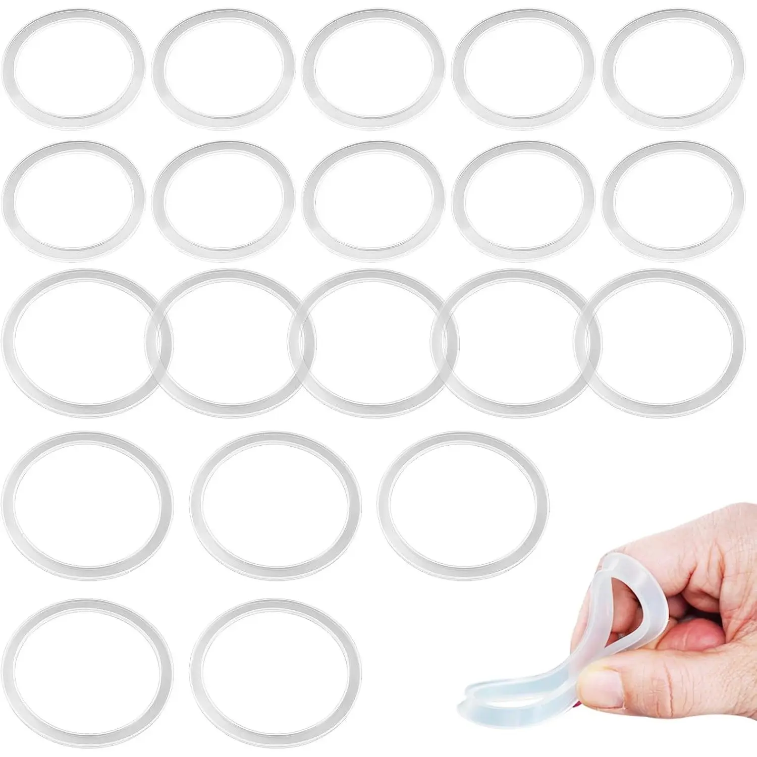 1Set/20Pack ,10pcs 70mm Regular and 10 count 86mm Wide Mouth  Sealing Rings Set,  Leak-Proof Gaskets for Mason Jar , Translucent