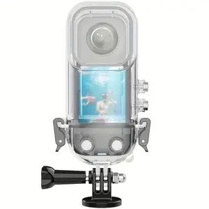 .Insta360 One X3 Dive Case with Stand 50m Waterproof Housing Clear Plastic Underwater Protective Case Secure Black Mounting Brackets for Vlog Snorkel Scuba Action Camera Photography