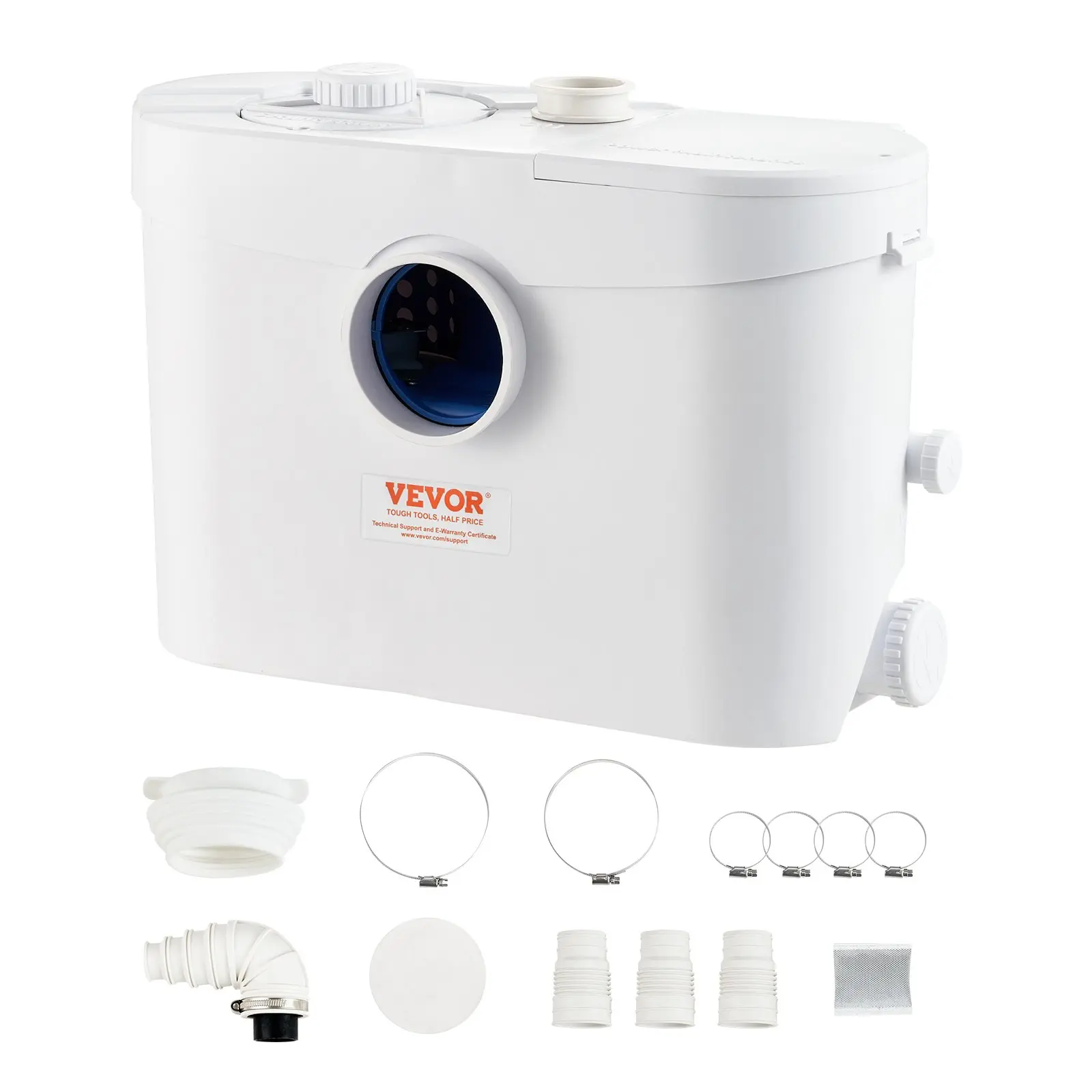 【DealsForYouDays】VEVOR Macerator Pump, 700W, 9600 L/h Flow, 32.8 ft/10 m Head, Macerator Sewerage Sump Pump with 3 Water Inlets for Toilet, Basement, Kitchen, Sink, Shower, Bathtub Waste Water Disposal Upflush Machine