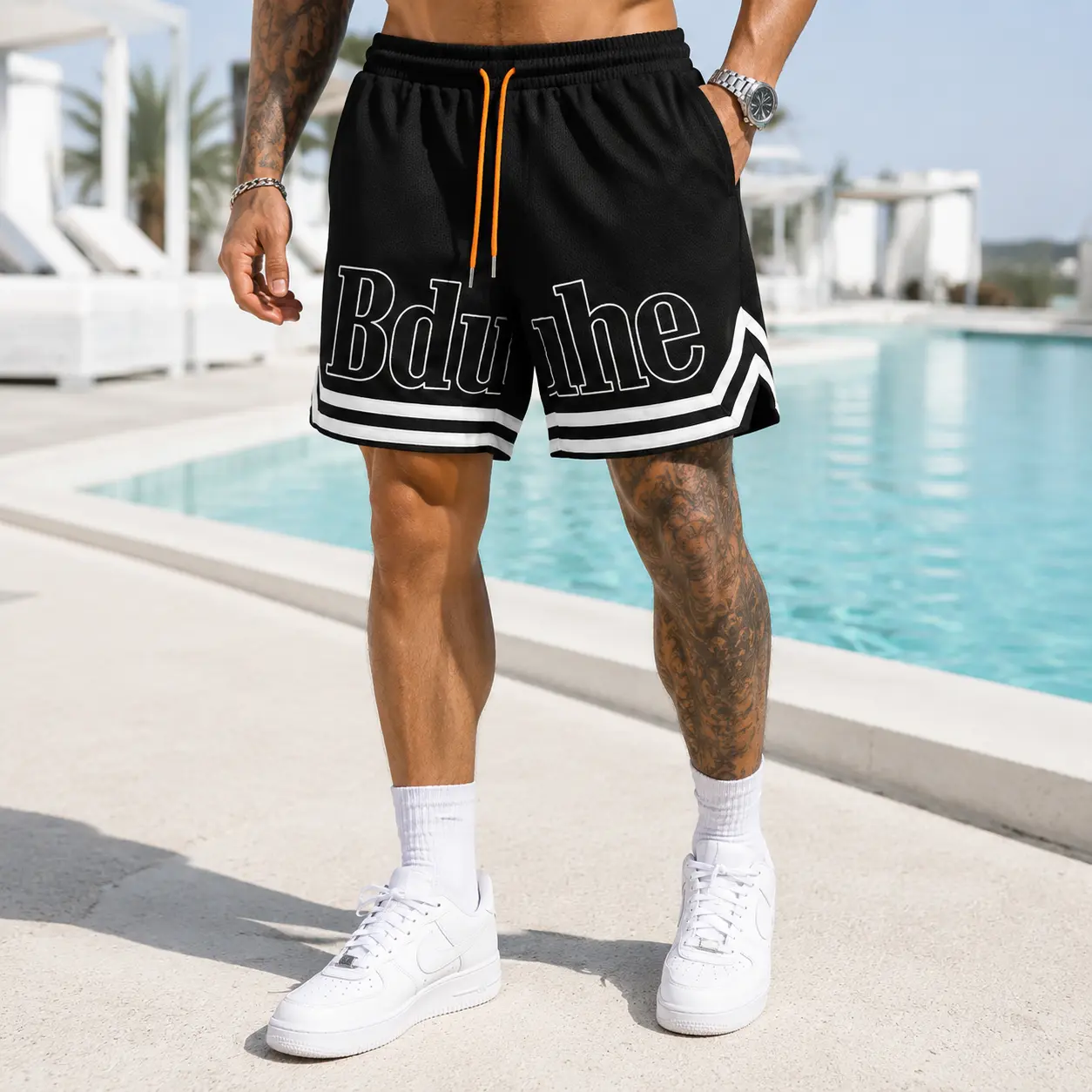 Men's sports letter shorts 2026 new summer mesh quick-drying thin four-point training basketball pants