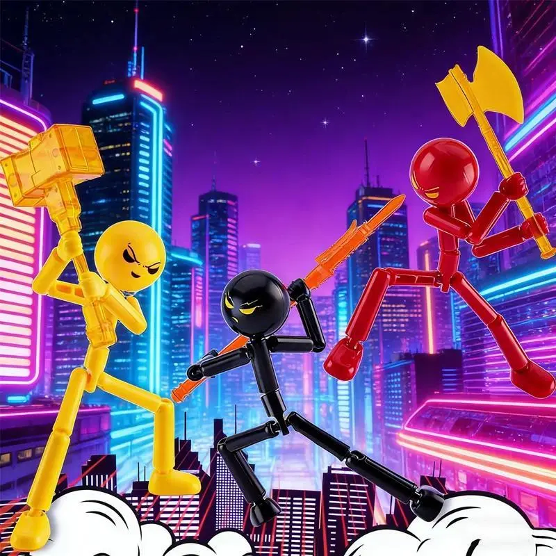 HUAHUASet 3D Printed Stickman Action Figure Toy with Movable Joints, Novelty Assembled Robot MannequinHUAHUA
