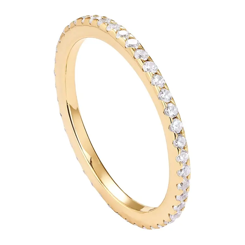 PAVOI 14K Gold Plated Solid 925 Sterling Silver CZ Simulated Diamond Stackable Ring Eternity Bands for Women