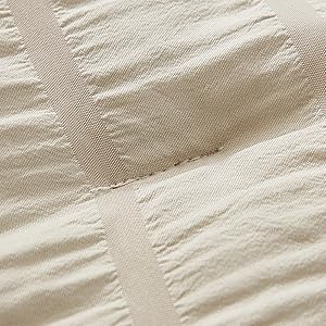 Beige Seersucker Queen Comforter Set (90x90 inches), 3 Pieces-100% Soft Washed Microfiber Lightweight Comforter with 2 Pillowcases, All Season Down Alternative Comforter Set for Bedding