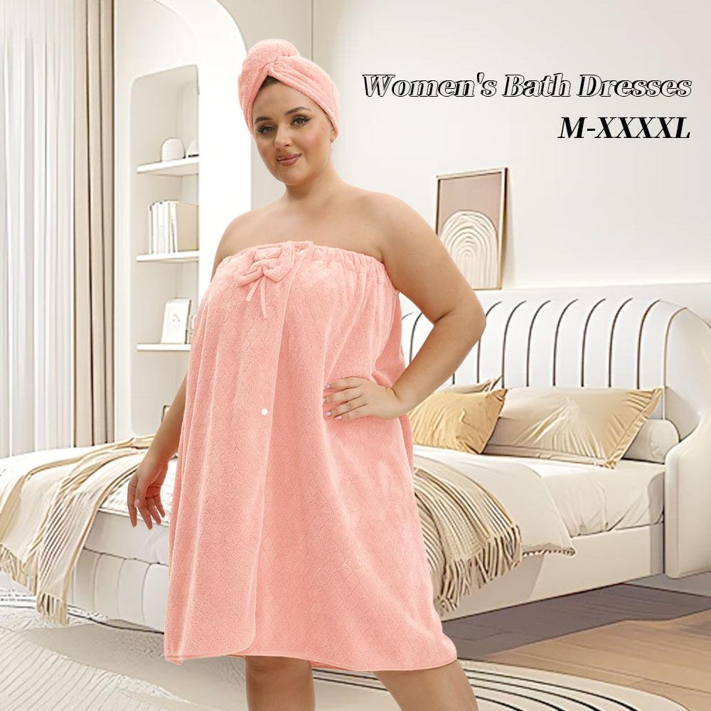 1 Pcs Bathrobe / 2-Piece Bath Skirts Set - 80x210cm & 80x160cm, 350GSM, Oversized Towel + Ladies' Bath Cap + Adjustable Wearable Skirt, Fits M-XXXXL, Thickened, Ideal for Home, Travel, Sauna & Spa