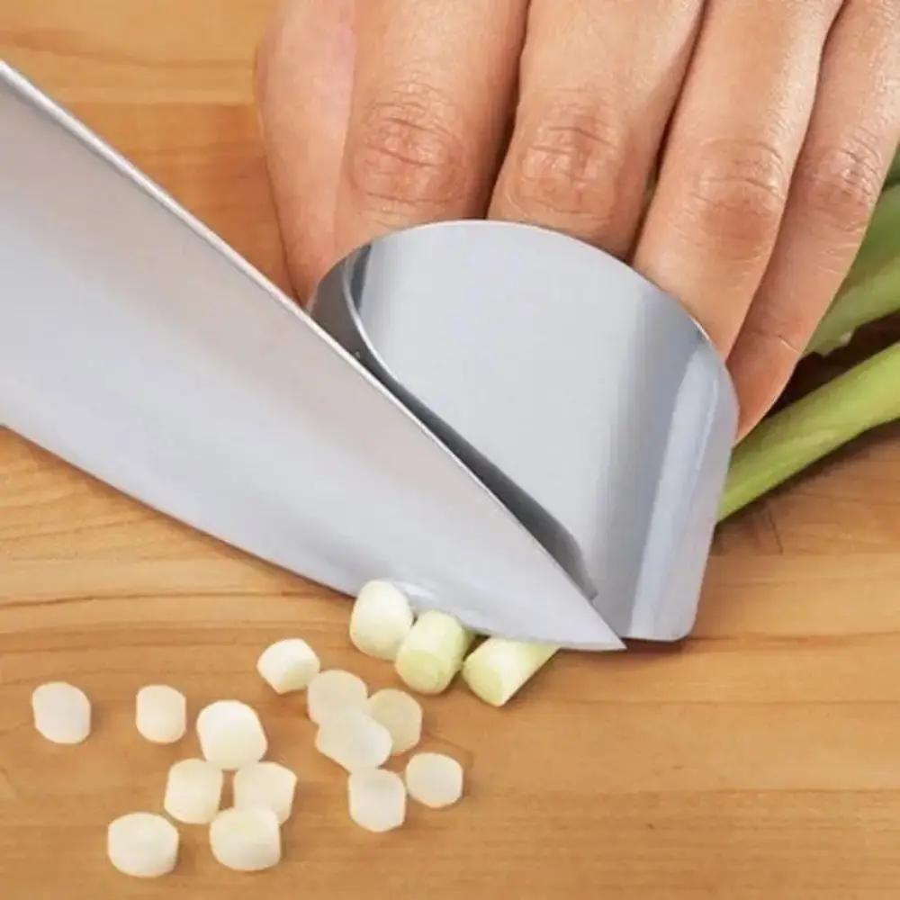 Stainless Steel Finger Protection Knife, 1 Count Multifunctional Vegetable Cutting Baffle, Household Kitchen Cooking Protection Gadgets