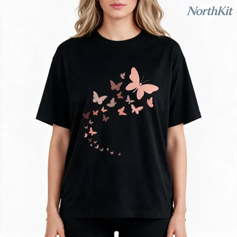 Men's Unisex Vintage Butterfly Print T-Shirt - Short Sleeve, Crew Neck, Basic Breathable Pure Cotton Fabric, Moisture-Wicking, Flattering Fit, Street Style, Daily Wear to Loungewear Summer Casual Top