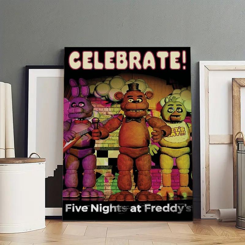 Five Nights at Freddy's Poster Canvas Wall Art Home Decorative Prints Fade-Resistant Canvas Print Various Size for Home Gym Office Wall Decor