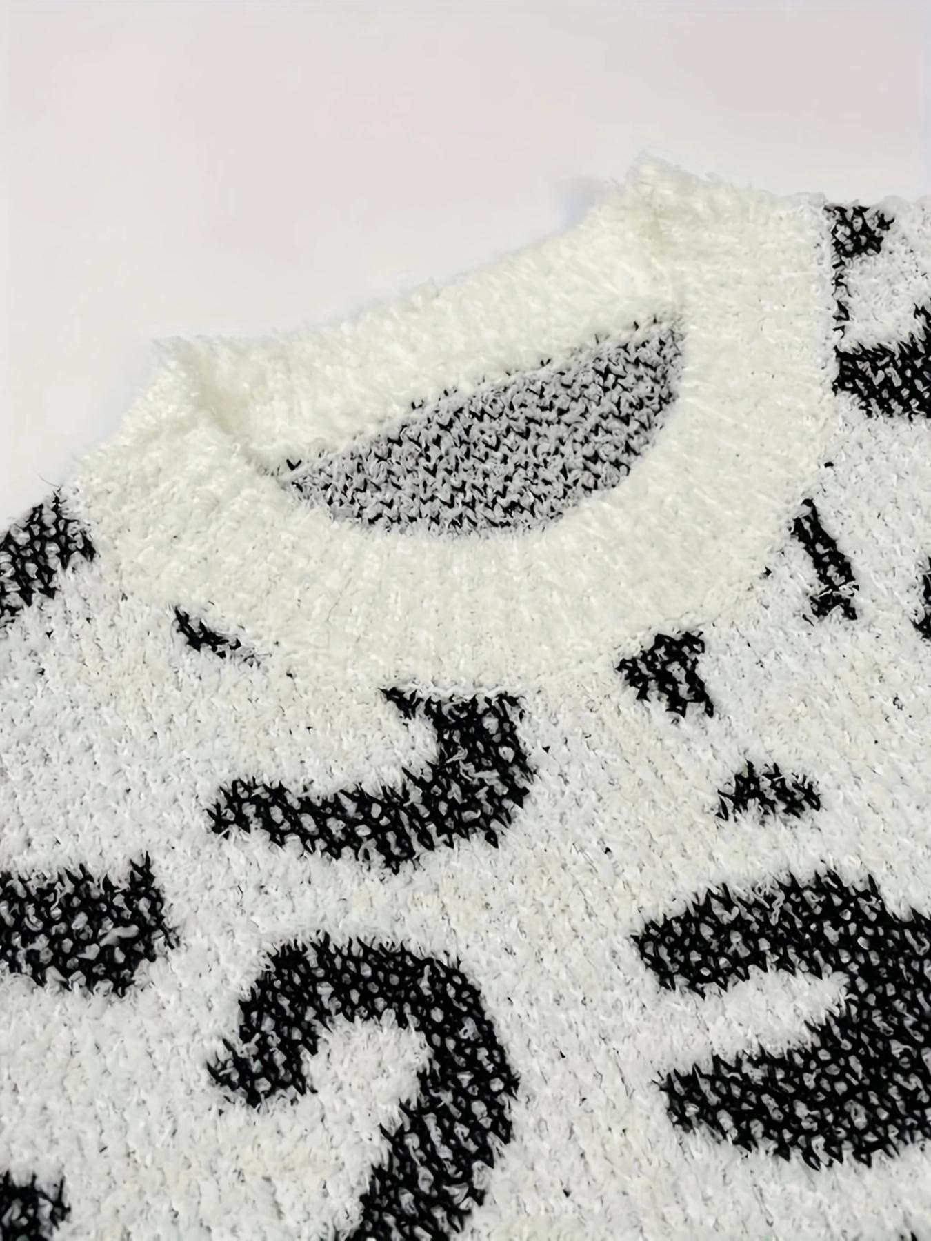 【COZY Soft Plush Feel】Women's Leopard Print Long Sleeve Top & Shorts Two-piece Set, Casual Fashion Cozy Round Neck Top & Shorts for Daily Wear, Ladies Sleepwear for Fall & Winter, Pajama