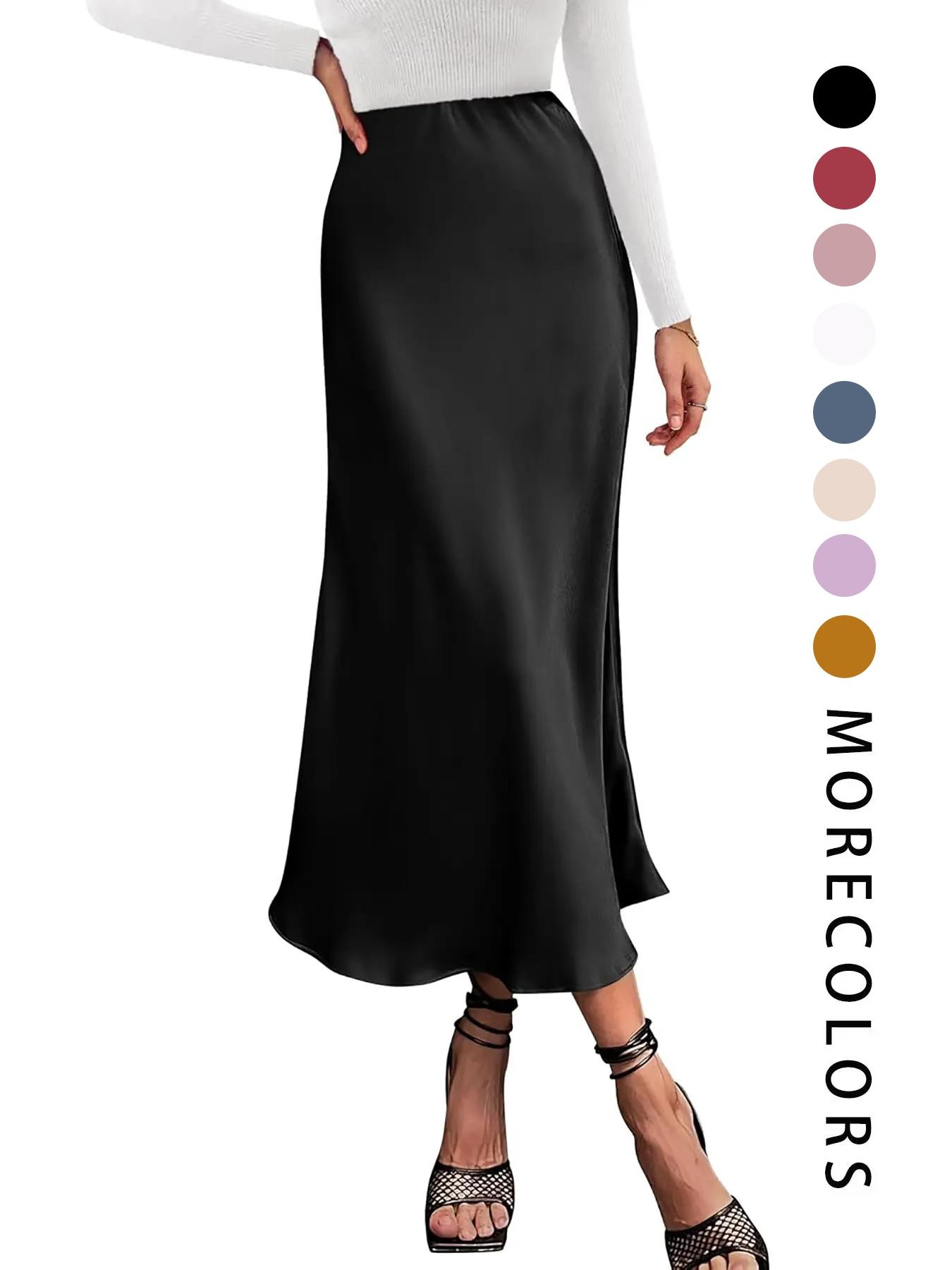 Women's Solid Color Skirt, Flared Skirt Design, Elegant Fashion Casual Skirt for Party Wedding Guest, Ladies Bottoms for Summer