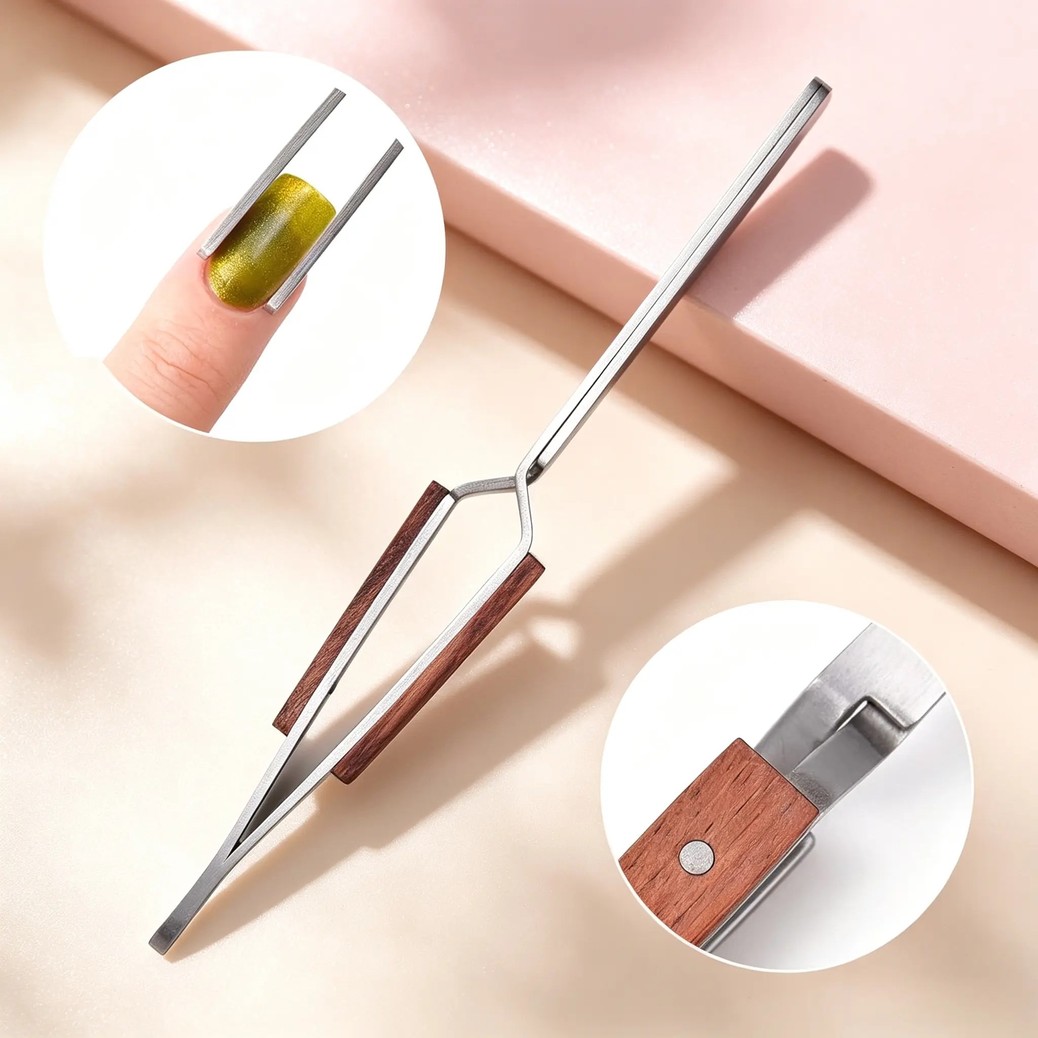 Ergonomic Wood Handle Nail Shaping Pincher Stainless Steel Nail Curving Clamp Reusable Manicure Tool For Acrylic Builder Gel X Nail Salon & Beginner Use
