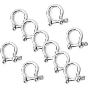 High-Strength Carbon Steel Bow Shackle Screw Pin Anchor Shackle, Available in 1/4'', 5/16'', 3/8'', Suitable for Camping and Hiking