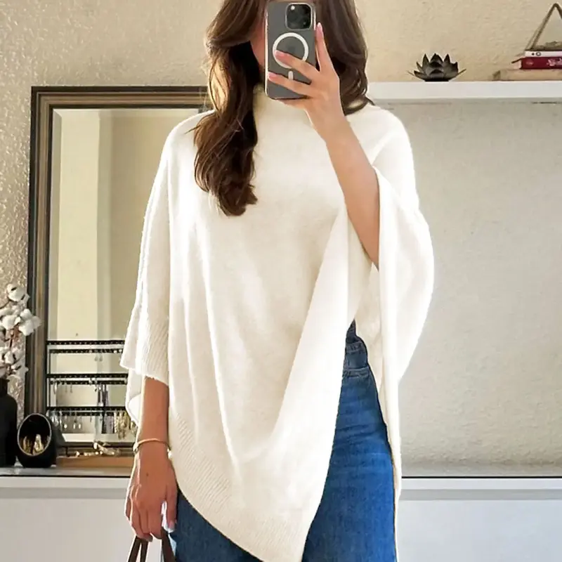 【Black Friday】Women's Plain Loose Elegant Fashion Knit Shawl, Fall & Winter Mid-Weight Knit Wrap, Stylish Versatile Accessory for Ladies, Trendy Solid Shawl, Loose Fit Shawl