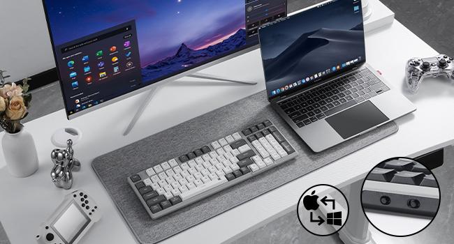 Redragon BK7114 Low-Profile Wireless Computer Keyboard, 98 Keys Slim Office PC Scissors Mechanism Keyboard w/ 2.4G BT Wireless Connection, Tactile Quiet Keystroke, Mixed Color Keycaps