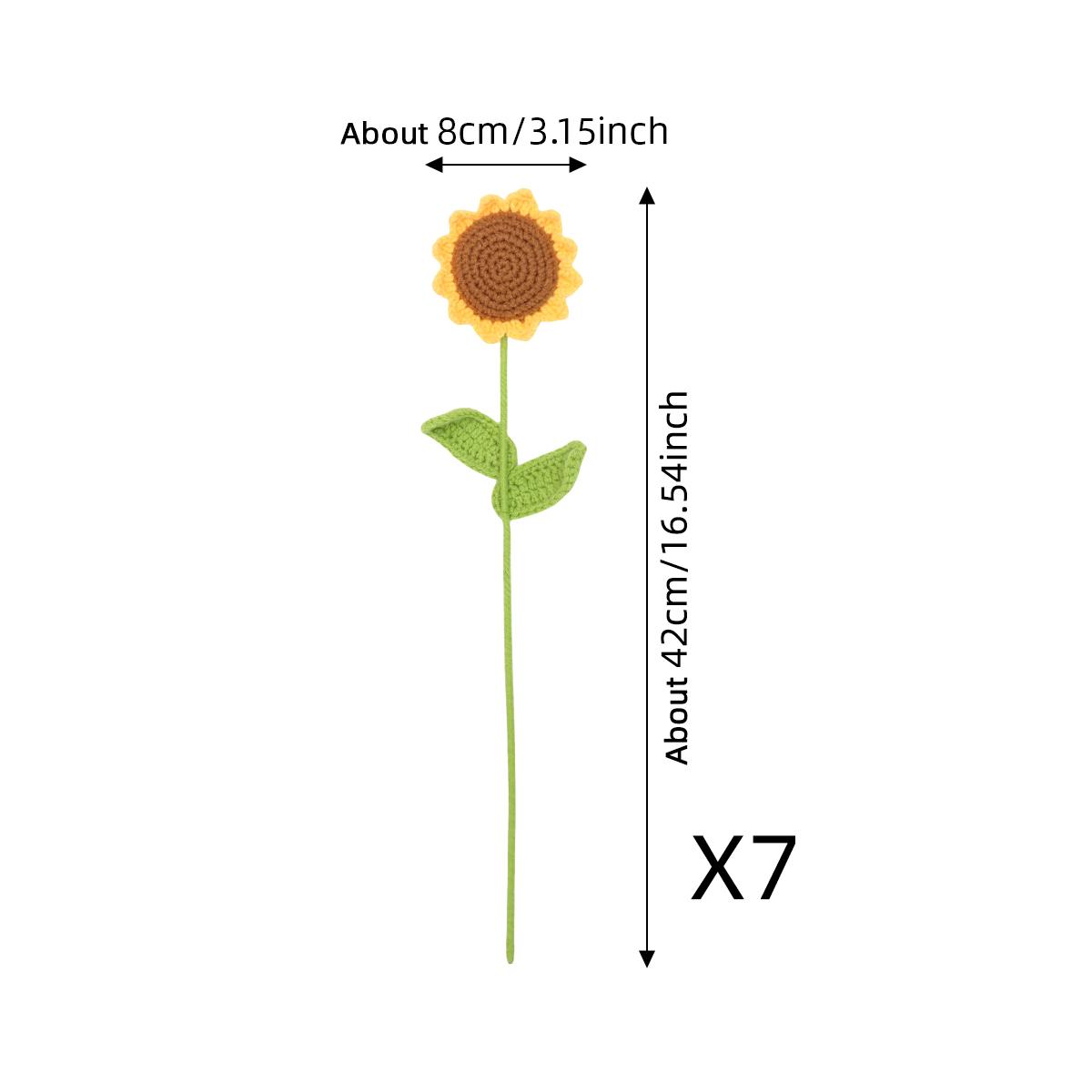 Sunflower Design Crochet Flower, 7 Counts/set Artificial Handmade Crochet Flower without Vase, Sunflower Bouquet, Home Decor for Living Room Bedroom, Summer Gifts, Crochet Artificial Flowers, Decorative Flowers