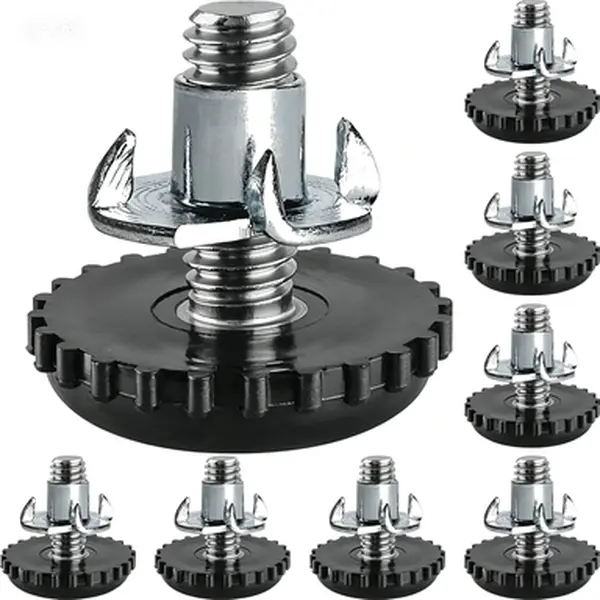 Heavy Duty Furniture Leveling Feet 1/4-20 Threaded Screw, Adjustable Table Chair Levelers for Outdoor Patio Furniture, Rustproof Stainless Steel Glides for Tables Chairs Cabinets, Durable Non-Slip Support - 8 Pack