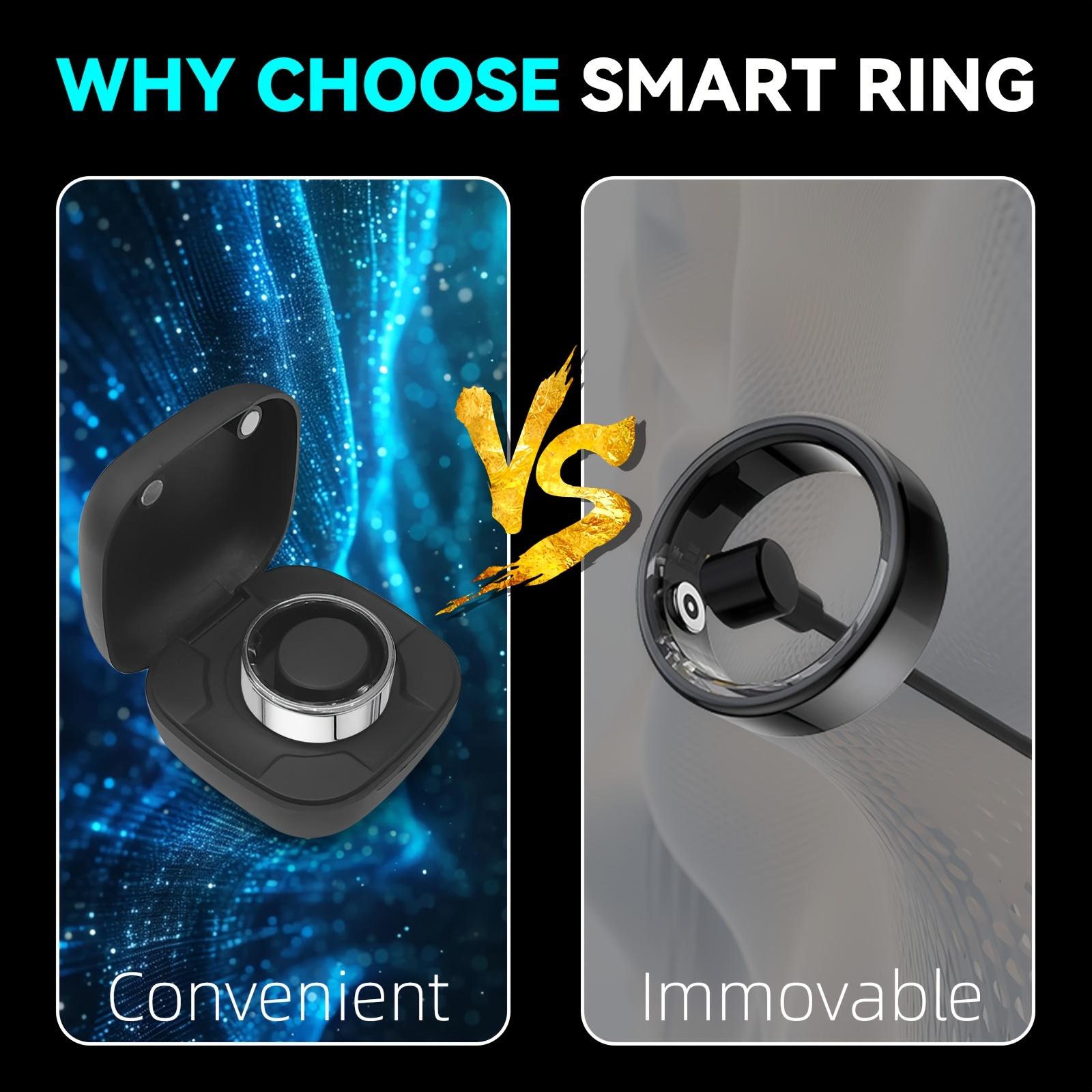 Smart Ring, New Smart Ring with Charging Compartment, Fitness, Steps, Distance, Calories, Sleep, Sports, Compatible with iPhone Android, Remote Photo Control, Ultra Low Power Consumption, Waterproof, Fashionable and Comfortable Gift Choice
