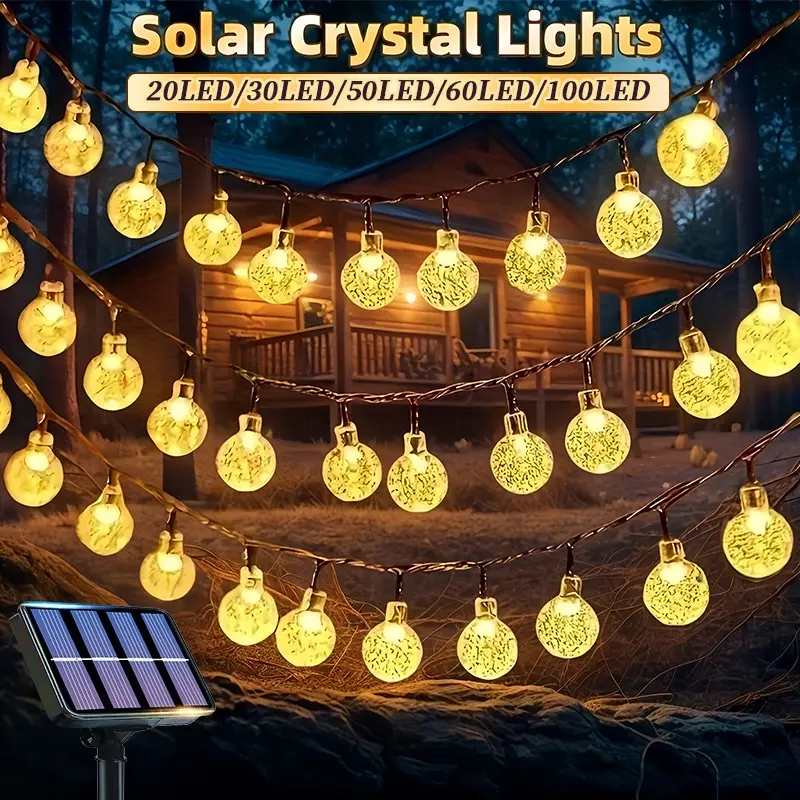 Outdoor Solar Powered Bubble Ball LED Light String, LED Lighting, Bubble Ball String Lights with 8 Different Modes, Festive Atmosphere Decoration, Suitable for Wedding/party/Halloween/Thanksgiving/Christmas Decoration.