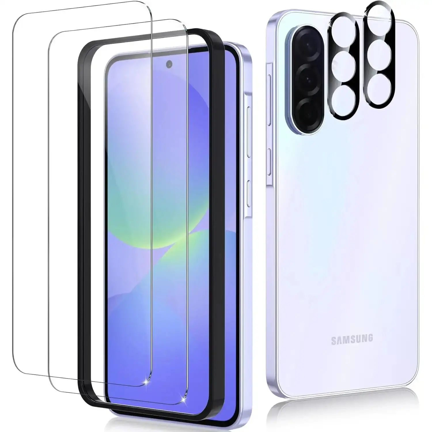 2+2 Pack for Samsung Galaxy A36 5G Screen Protector & Camera Lens Protector, Ultra HD Tempered Glass with Easy Installation Frame, Case Friendly, Anti-Fingerprint, Anti-Scratch, Bubble Free