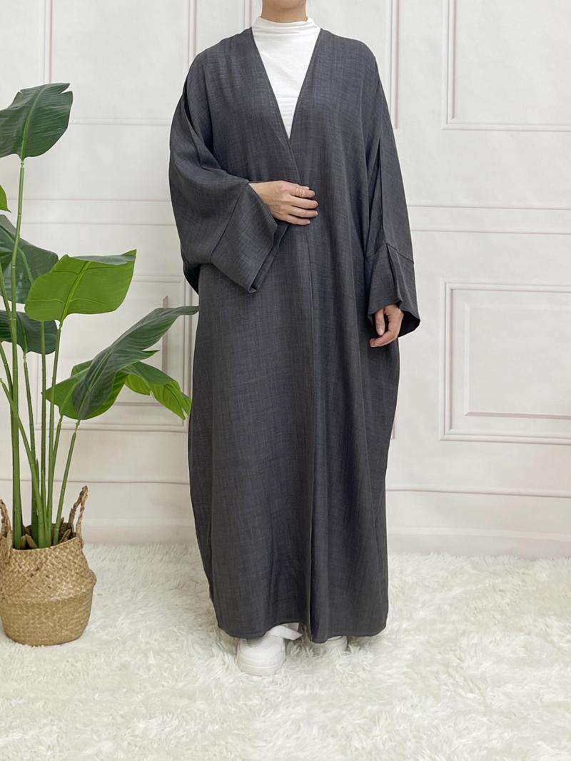 Arabic Clothing-solid Color Split Sleeve Loose Open Abaya, Modest Long Sleeve Open Front Outerwear for Women, Women's Islamic Clothing for Spring & Fall, Summer Outfits, Modesty Abaya, Muslims Loose Abayas