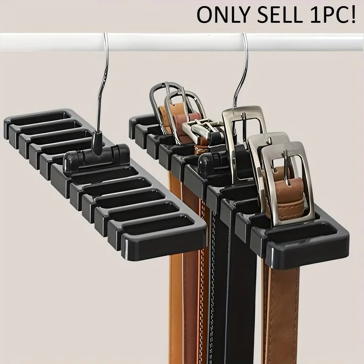 1PC Multifunctional Plastic Belt Hanger, Space-Saving Closet Organizer, Suitable for Belts, Ties, Scarves, and, Durable Structure