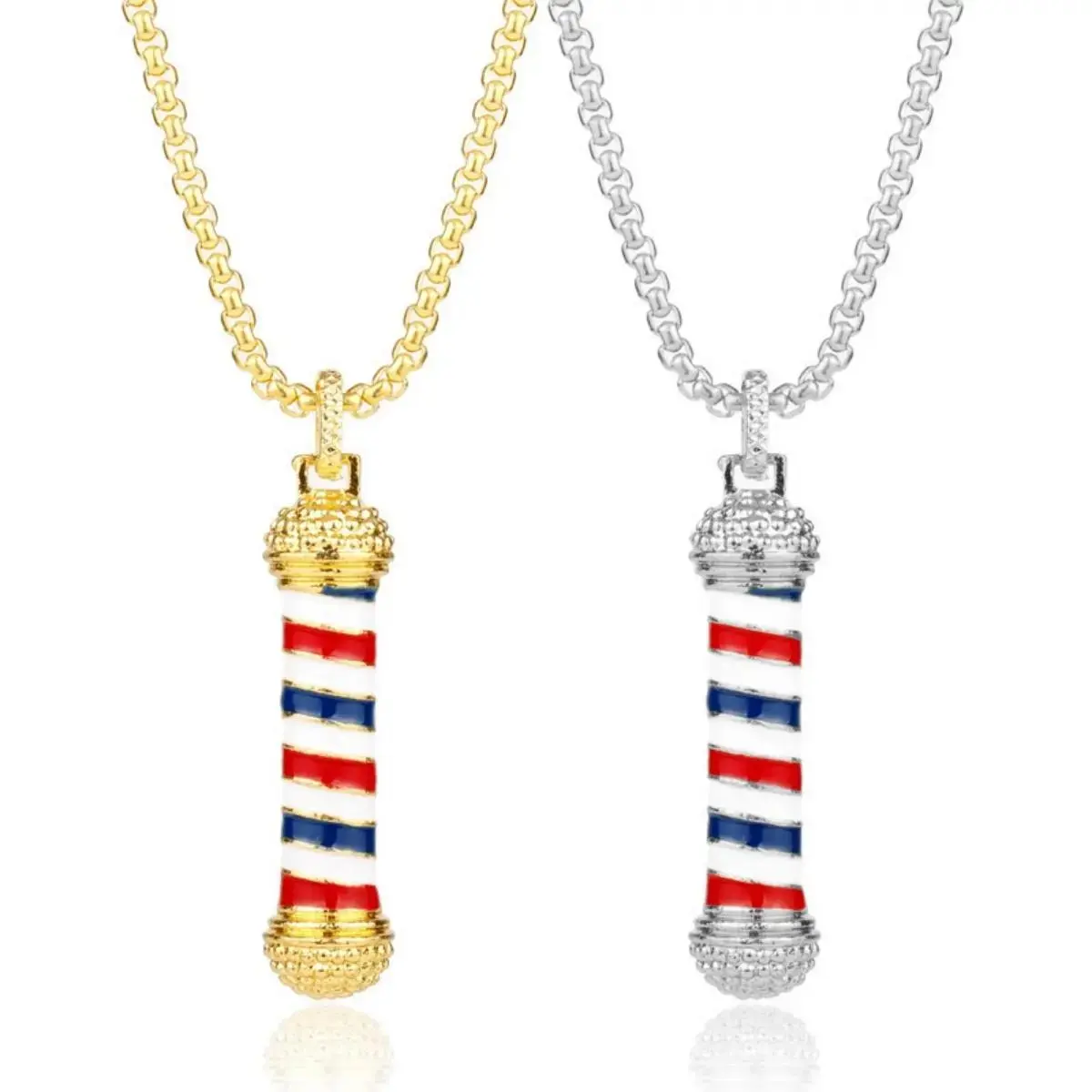 Hairdressers Hair Stylist Necklace For Women Men Personlized Barber Pole Pendant Design of Neon Lights Charm Long Chain-Youth Gift Ideal Fathers‘day&Birthday Gifts