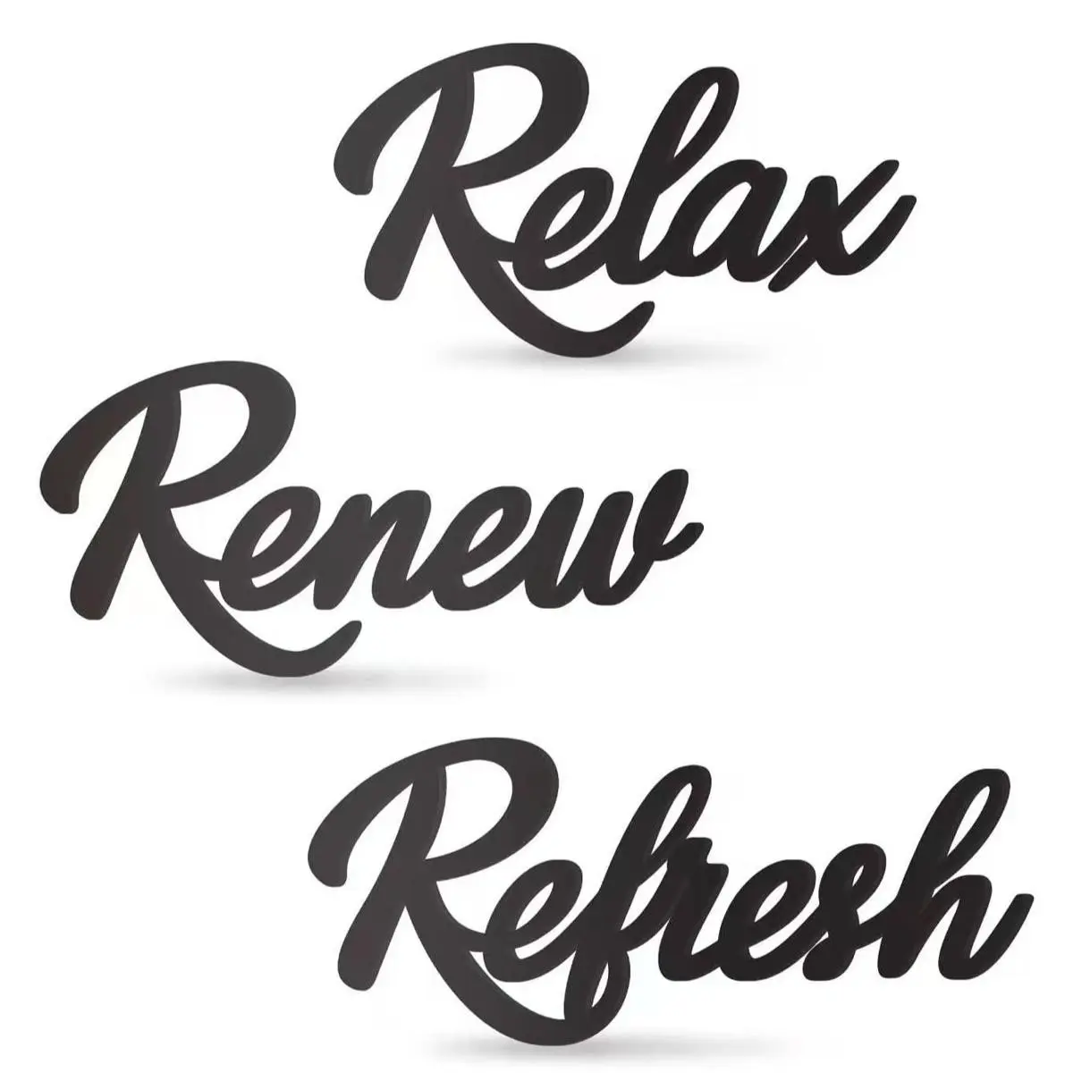 3 Pieces Bathroom Decor Black Wooden Bath Room Sign Bathroom Wall Art Farmhouse Relax Renew Refresh Sign, Bohemian Country Style, Rustic Farmhouse Design, Easy to Install, Bathroom Decoration Signs, Home Wall Art, Decoration Items